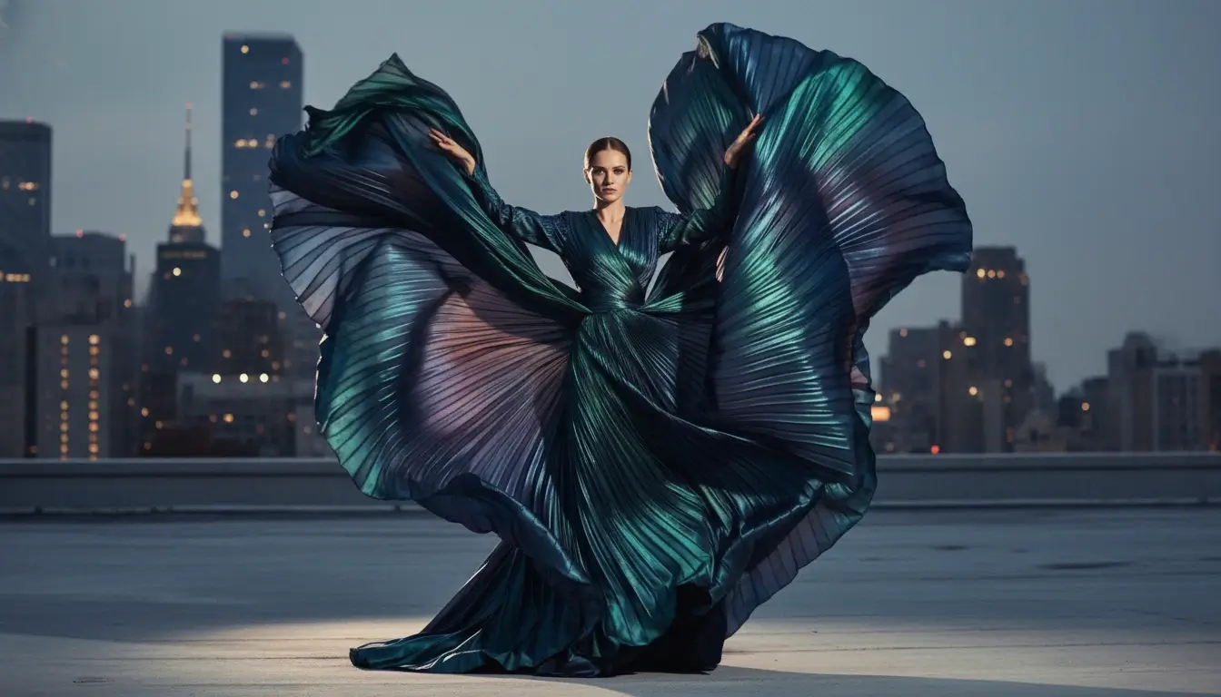 Fashion Motion Example High-fashion motion shot with flowing fabric.