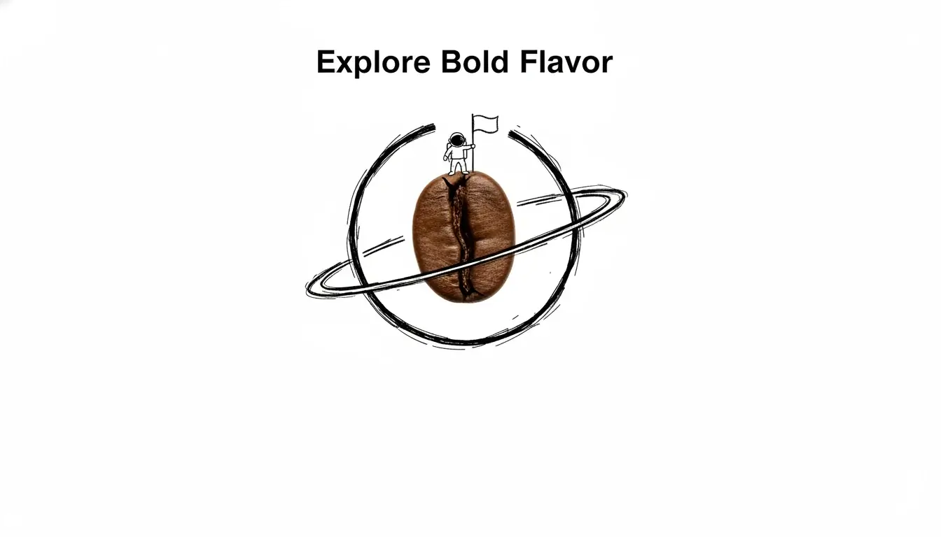 Object Manipulation Example A coffee bean depicted as a planet with an astronaut, demonstrating object manipulation.